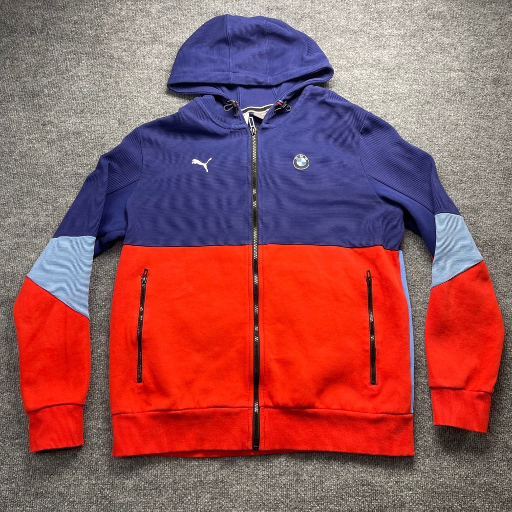Puma BMW M Motorsport Tracksuit Set Mens Large Blue Red Colorblock Hoodie Pants - Picture 2 of 13